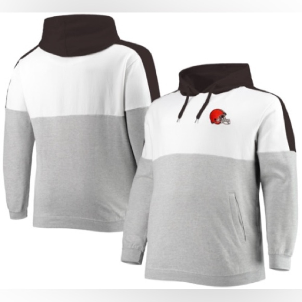 Fanatics- Cleveland Browns White and Gray Hoodie